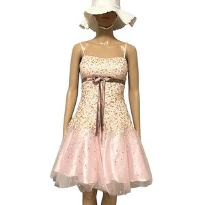 Pink and Gold Sequin Cocktail Dress